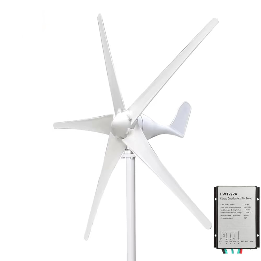 Generatore di turbina eolica 500W, 12V 24V PMG Kit per ricarica domestica e marina con mppt regolatore a 5 pale