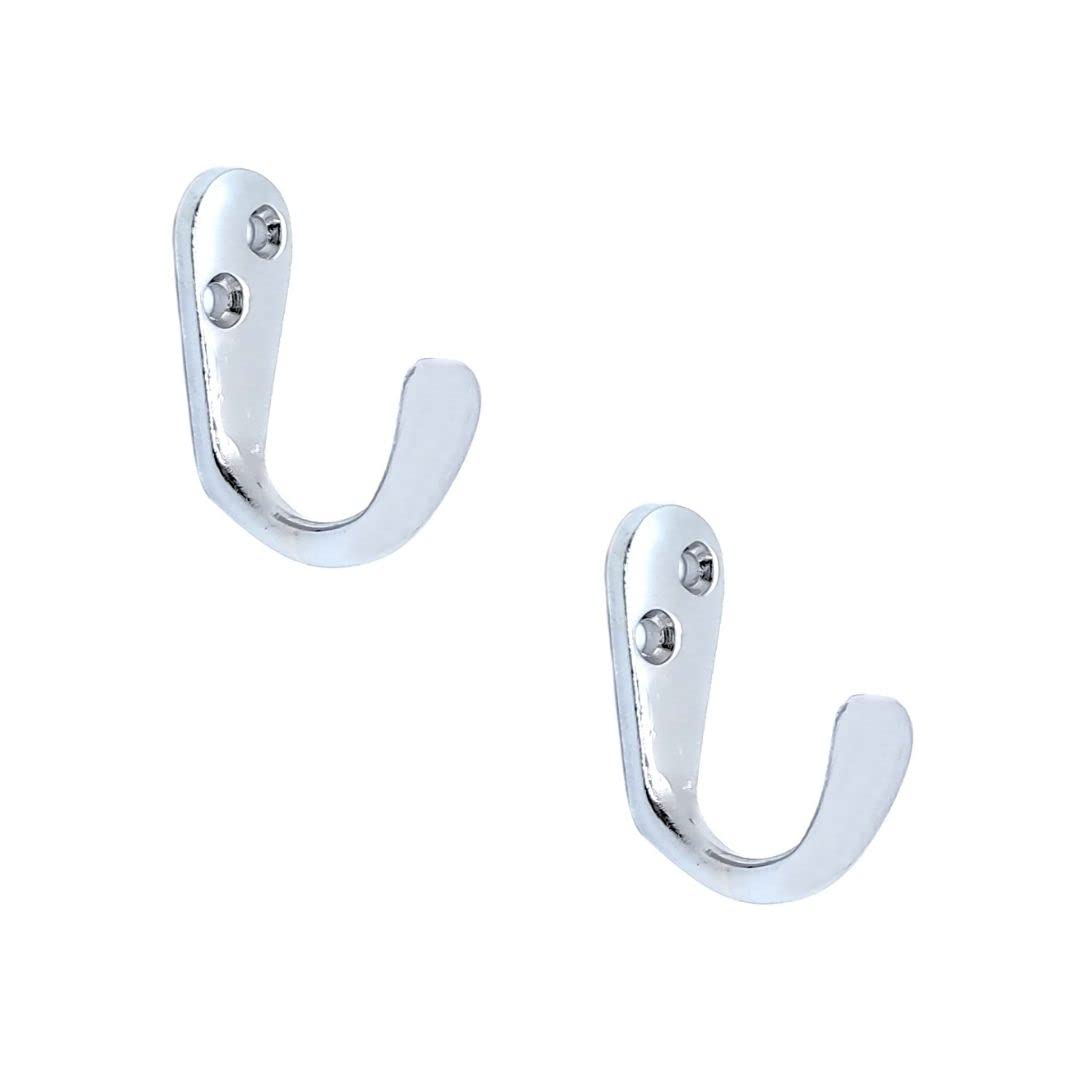 FAPBADRI Multipurpose Hooks, Used to Hang Clothes, Bags, Coats, Curtain Hold Backs, Keys, Silver Colour, Material - White Metal, Screws and Wallplugs Included, Pack of 2 Pieces (B09TH9YKWC) Amazon Price History, Amazon Price Tracker