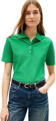 Tommy Hilfiger Damen Poloshirt Kurzarm 1985 Pique Regular Fit, Grün (Courtside Green), XXS – Ansicht 1
