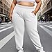 Women's Plus Size Sweatpants Fashion Solid Color Elastic Waist Baggy Comfy Casual Jogger Pants with Pockets White 3X-Large