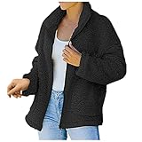 Damen Reißverschluss Plüsch-Hoodies Flauschig Weiche Sweatshirts Lockere Langarm Mantel Mit Tasche Übergroße KapuzenpulloverDamen Casual Winter Kapuzenpullover Flauschig Weiche Sweatshirts R