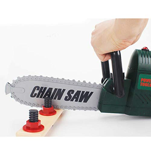 Liberty Imports Kids Electric Chainsaw Toy Tool Pretend Play Set with Safety Goggles, Work Gloves | Rotating Chain and Realistic Sound Effects