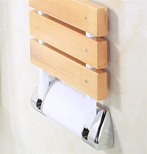 Asiento de baño plegable y taburete de ducha de madera para minusvalía 2