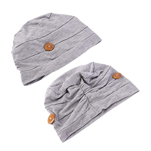 VANZACK Wrap Cap Strangulation-Proof Turban Chemotherapy Hat Modal Cotton Comfortable Head Cover for Hair Loss Grey