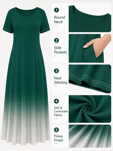 Image of PinkPatty Women's Plus Size Maxi Dresses Short Sleeve Sundress Summer T-Shirt Beach Long Dress with Pockets