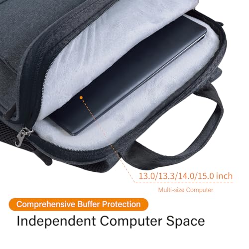 Laptop Backpack Slim & Expandable with Hidden Built-in Usb Spill-Resistant Notebooks Bag Case for Most 13-15 Inch MacBooks Surface-Books Dell HP Lenovo Asus Computers (Black-Black)4