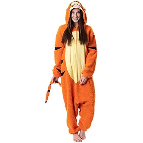 MJC International Disney Winnie The Pooh Adult Tigger Costume Plush Kigurumi Union Suit Pajama Outfit, Orange, Medium Cover