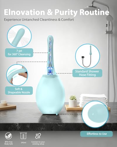 Image of Enemas Anal Douches Anti Backflow-Enema Bulb and Anal Cleaner for Men & Women, Reusable Douche Bottle for Women - Shower-Compatible Cleaner for Men, Easy to Use & Travel Friendly,Light Blue