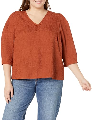 Image of Calvin Klein Womens V Neck Long Sleeve Blouse