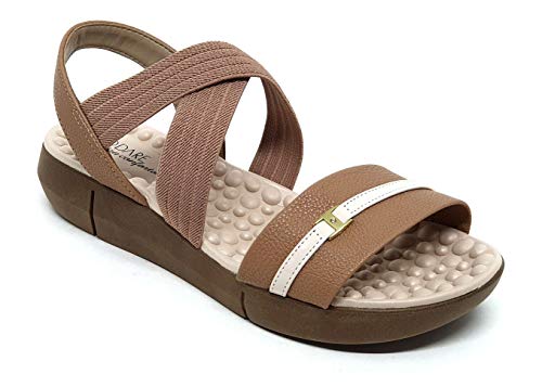 Sandália Feminina Modare Ultraconforto Casual Com Tiras Elásticas Cruzadas Salto Baixo Napa 7142.102