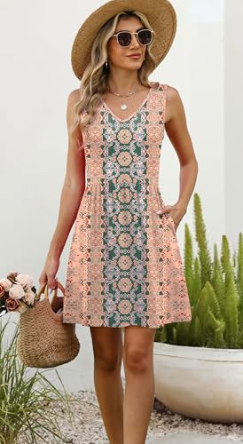 Image of WIHOLL Summer Dresses for Women 2026 Casual V Neck Sleeveless Tank Dress Beach Sundresses with Pockets