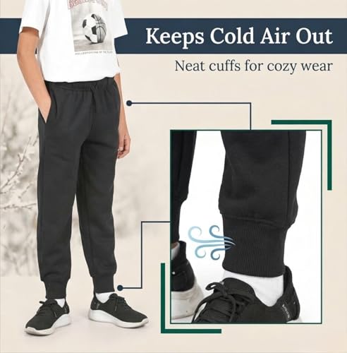Image of EVERYDAY KIDS Girls' Cotton Fleece Sweatpants; Girls' Activewear Jogger Pants - Soft and Breathable Cotton /Poly Blend