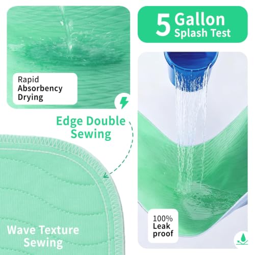 Image of Accompagner Incontinence Bed Pads Washable Waterproof, Ultra-Absorbent Reusable Underpads for Diaper Changing, Nursing, Bedridden, Adults, Seniors, Kids and Dogs (Green, 24 inchx24 inch(Pack of 6))