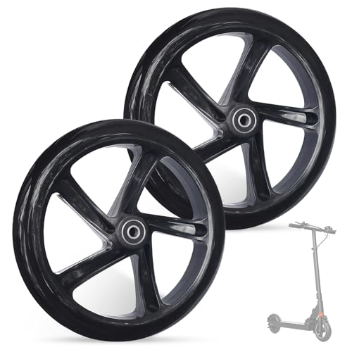 TOATELU 2 ruedas de 200 mm para scooter, ruedas de repuesto sólidas con rodamientos ABEC-7, neumáticos de poliuretano resistentes al desgaste, juego de ruedas de repuesto de 200 mm, para todo tipo de
