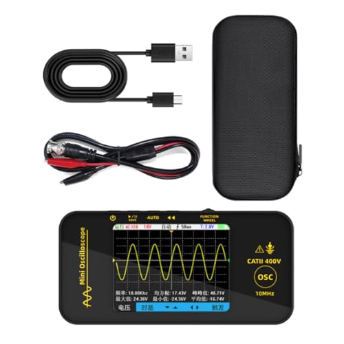 Fangxuee Osciloscopio Portátil de Mano OT3 con Pantalla LCD de 10 MHz, Mini Osciloscopio Digital de un Solo Canal, Equipo de Prueba Automotriz Portátil