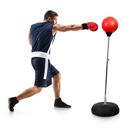 Dripex Fitness Boxsack Punchingball Set Boxtraining Höhenverstellbarer Standbox Speed-Ball Standboxball mit Boxhandschuhen (Rot)