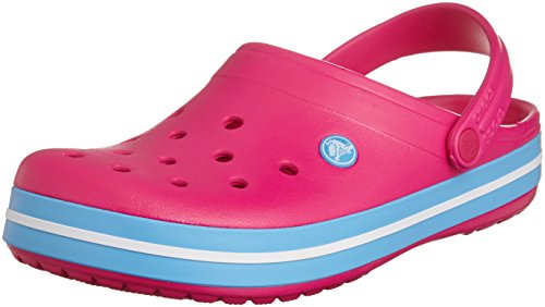 Image of Crocs Women's Crocband Clog | Comfortable Slip on Casual Water Shoe, Pink Candy Pink Bluebell, 5 UK Men / 6 UK Women
