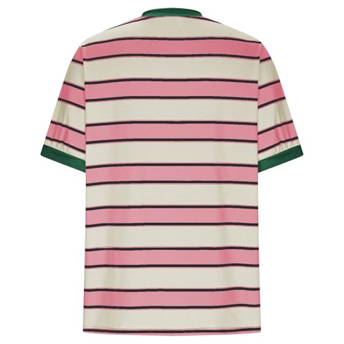 Womens Summer Tops 2025 Striped Color Block Short Sleeve T-Shirts Teen Girls Crewneck Casual Loose Basic Tee Blouses3