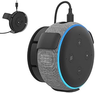 AHASTYLE Echo Dot 3rd Wall Mount Stand ABS Hanger HolderNeed to Drill[Built-in Cord Management] Compatible with Dot 3rd Generation (Black)