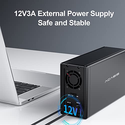 Acasis Raid Hard Drive Enclosure For 2 X 3.5-Inch Sata I/Ii/Iii Dual Bay External Hard Drive Docking Station, Support Raid 2*16Tb, Black #TOP3