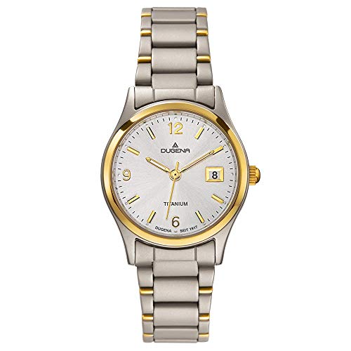 Preisvergleich Produktbild Dugena Damen-Armbanduhr 4460333 Semper, Quarz, silbernes Zifferblatt, Titangehäuse, Mineralglas, Titanarmband, Drückerfaltschließe, 5 bar