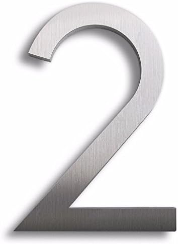 Modern House Number Aluminum Modern Font Number Two 2-8 inch