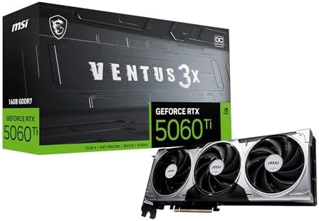 MSI GeForce RTX 5060 Ti 16G Ventus 3X OC Tarjeta gráfica, RTX 506...