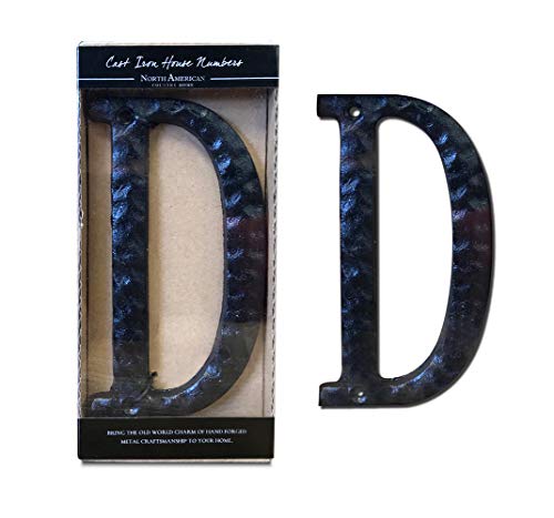 Image of NACH House Numbers for Outside, 5.5 inch Black Address Numbers for House - Letter D - Rustic Mailbox Letters and Numbers for Outside with Mounting Hardware