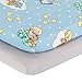 Precious Moments 2 Pack Baby Cradle Sheets - Fitted Set for Baby Boy; 100% Cotton Jersey Knit, Breathable and Soft Cradle Mattress Pad Cover; Blue and Yellow Boys Sheet and Solid Gray Sheet