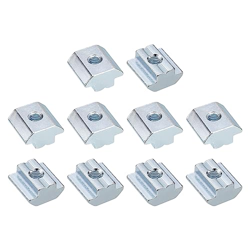 uxcell t Nuts, 12pcs - Galvanized Carbon Steel t Slot Bolts, 4545 Series M8 Hammer Head Fastener, Sliding t Nuts for Aluminum Extrusion Profile (Silver)