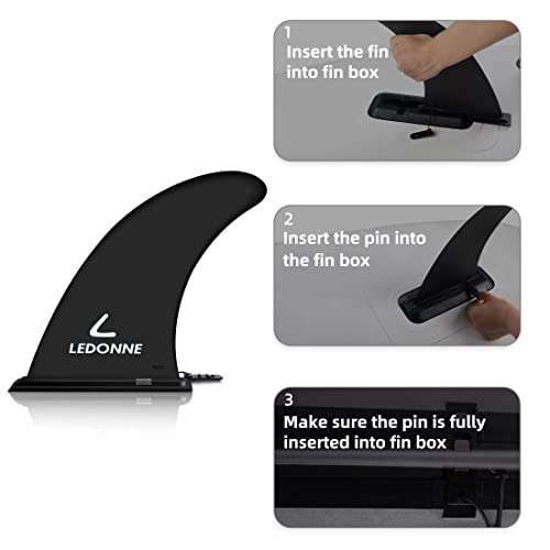 LEDONNE Fin 9" Surfing SUP Fins 2 Pcs (USD 4.99/1 Pcs) Inflatable Paddle Board Fin Quick Release Detachable Center Fin with Extra Pin No-Tool Installation Fin for Surfboard