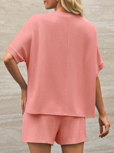 Image of Imily Bela Womens 2 Piece Outfits 2025 Oversized Summer Short Sets Casual Beach Ribbed Short Sleeve Matching Set