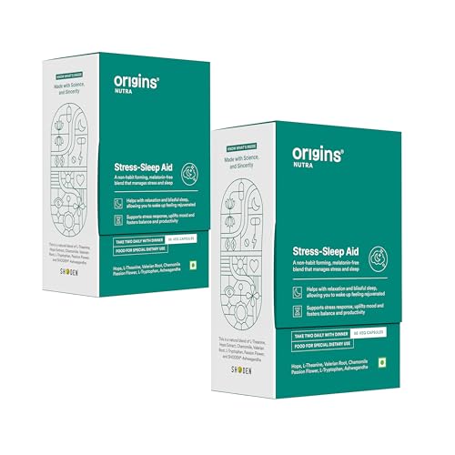 Image of Stress-Sleep Aid Capsules| Melatonin Free| Non-Habit forming| Calmer mind & Restful sleep| GMP Certified |Non-GMO |For Men & Women| 56 Capsules (Pack of 2)