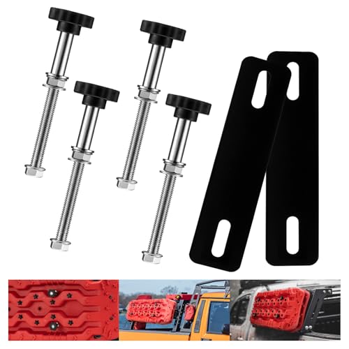 Universal Traction Board Mounting Kit Recovery Board Mount Bracket with 5.51 Locking Pins Fits 4.72-6.69 Hole Spacing Roof Rack & Truck Bed Rack Mount for X-Bull Fieryred Bunker Industry