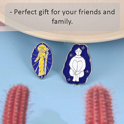 KESYOO Broche de Liga de 4 Peças Broche de Desenho de Deusa Estátua de Deus Peitoral Vintage Anjo Pe