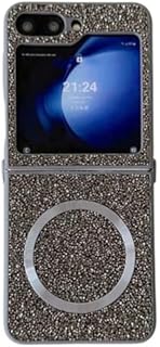 جراب حماية مصنوع من السيليكون والبولي كربونات يدعم الشحن المغناطيسي بحافة قابلة للطي ومضاد للصدمات بتصميم جذاب وأنيق متوافق مع سامسونج جالاكسي Z فليب 3 من في فولت (لون رمادي)