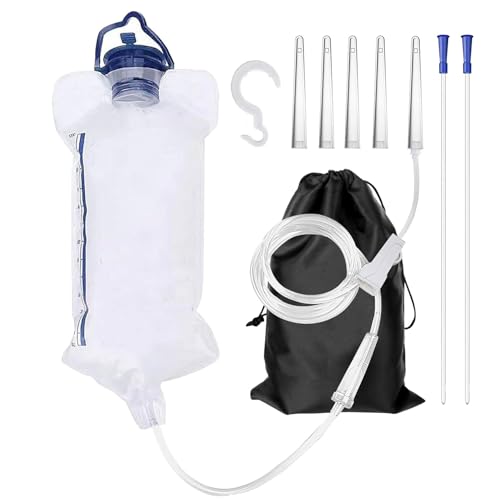Image of Enema Kit Anal Douche Bag 7Pcs Enema Nozzle Colon Intestinal Tube for Water Organic Coffee Colon Cleansing, Enema Bag Cleaning Kit Enema Tips Anal Anus Cleaner Rinser Irrigator