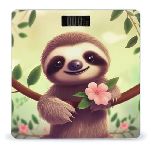 Báscula digital para baño de vidrio templado Cute Sloth miniatura 1