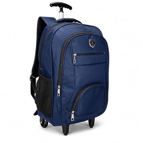 Mochila de Rodinha Escolar Masculina Viagem Menino Faculdade (Azul)