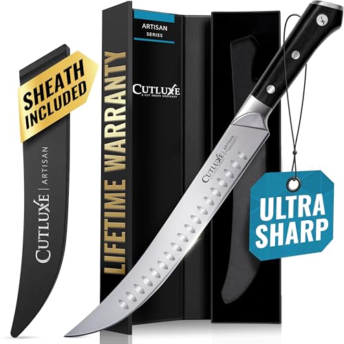 Cutluxe Butcher Knife – 10″ Cimeter Breaking Knife, Razor Sharp Forged High Carbon German Steel,...
