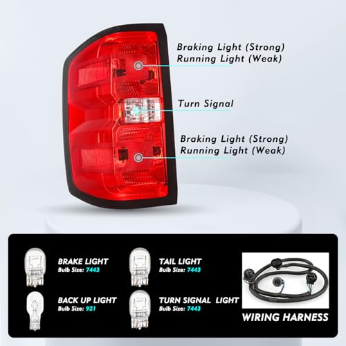 Image of TUSDAR Upgraded Lens Headlight and Tail Light Assembly Fit for 2014 2015 Chevy Silverado 1500 Pickup Truck OE Style Halogen Lamps Replacement Black Housing Amber /Driver & Passenger Side w /Bulbs