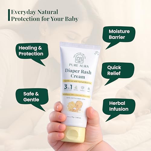 Image of Pure Aura Baby Diaper Rash Cream 100gm | Ayurvedic Healing for Sensitive Skin | Natural & Chemical-Free | Safe for Newborns | Soothes & Protects Baby's Skin | Doctors Recommended | Made in India