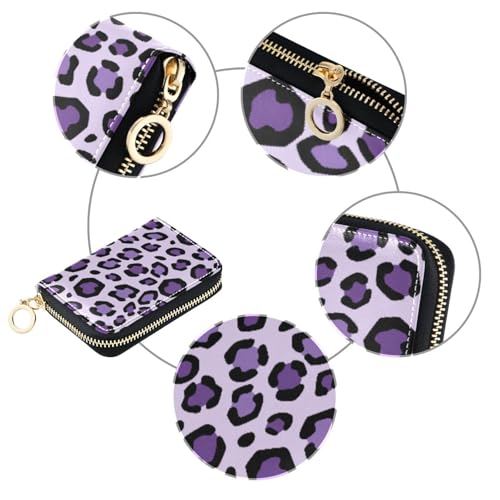 Women's Leopard Credit Card Holder Wallet Leather Zipper Card Case for Ladies Girls 203011714