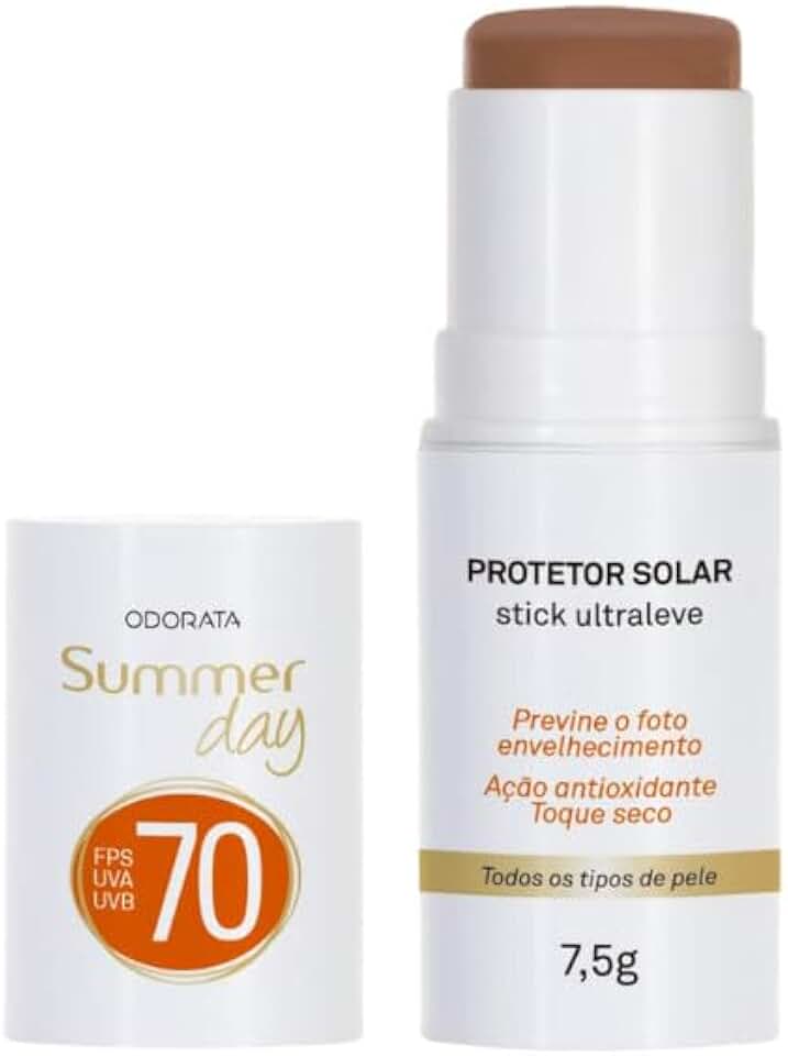 Odorata - Protetor Solar Stick com Cor Ultraleve FPS 70-7,5g (Pele Negra)
