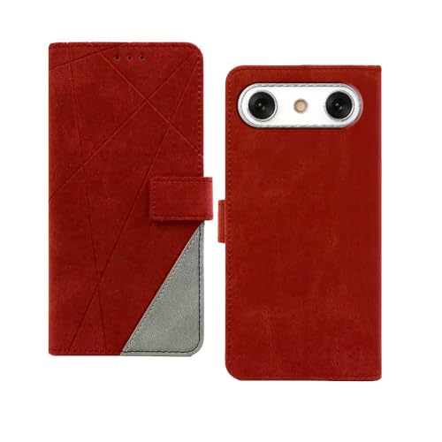 Image of amazon basics Lava Agni 4 5G Flip Cover | Card Pockets Wallet & Stand | Flip Cover for Lava Agni 4 5G (Red with Grey)
