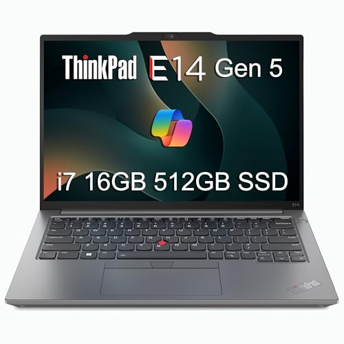 Image of Lenovo ThinkPad E14 Gen 5 Business Laptop (14 inch FHD+ Anti-glare, Intel 10-Core i7-1355U, 16GB RAM, 512GB SSD) Fingerprint, Backlit, Fast Charge, 1080p RGB Webcam, Wi-Fi 6, Win 11 Pro w / Copilot