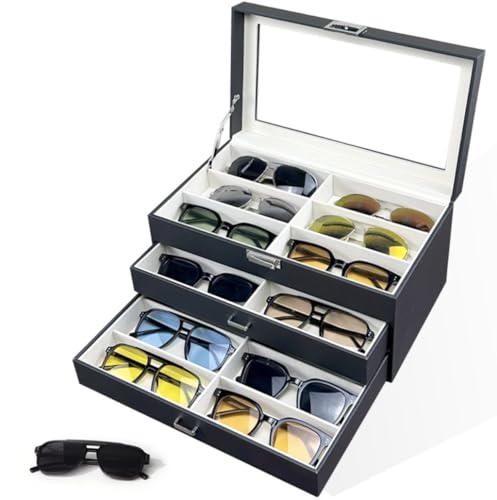 [Mocamoro] サングラスケース 18本用 メガネ・アクセサリー収納ボックス