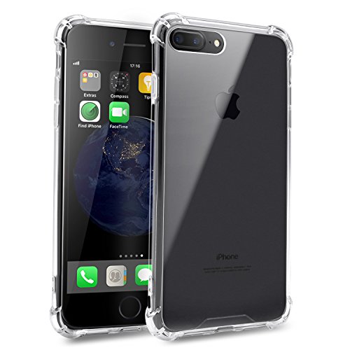 iPhone 7 Plus Case, iPhone 8 Plus Case, MUKER Ultra-Thin Slim Crystal Clear Full Lens Protection Soft Case for iPhone 8 Plus (2017)/iPhone 7 Plus (2016) - Clear