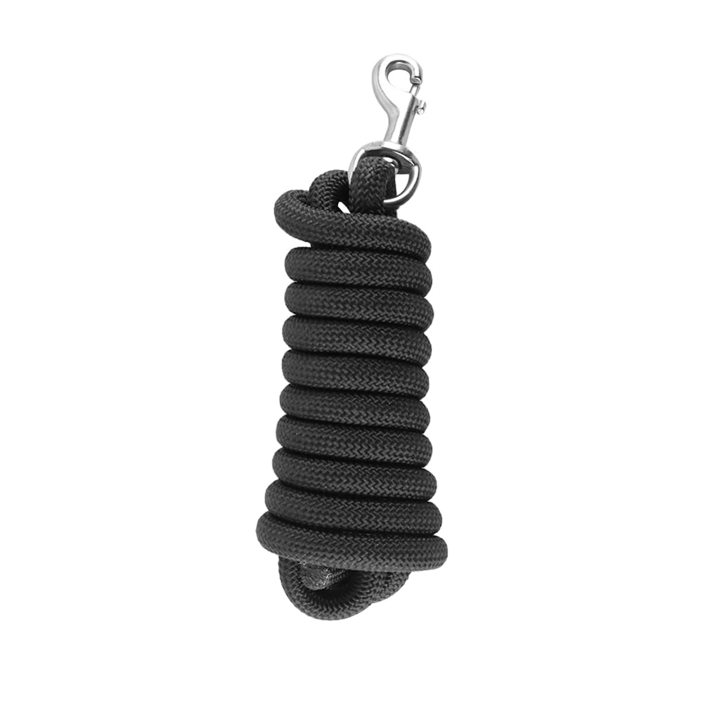 Ieron Equestrian Reins Full Braided Bolt Ropes Training Black Rope for Horses Equestrian Ropes