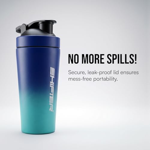 Image of Shifter Stainless Steel Gym Shaker Bottle 750ml | Protein Shaker with Mixer Ball | Leakproof Metal Blender Bottle| Gym, Fitness, Workout, Sports Water Bottle for Men & Women (BLUE MULTICOLOR)